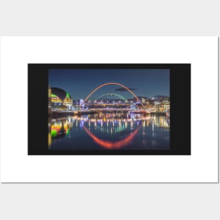 Tyne Bridges Lit Up Posters and Art